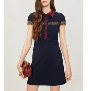 Maje Riloid lace-trim crepe dress